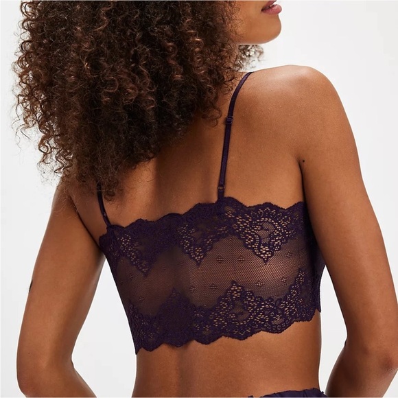 Only Hearts So Fine Scallop Lace Bralette Purple Heart Size L Sheer Lace NWT - Picture 2 of 10
